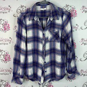 BLL New York long sleeve Plaid Shirt in Blue and White red cottage stripes